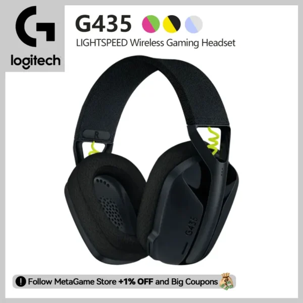 Logitech G435 LIGHTSPEED Wireless Heaphones Gaming Headset Bluetooth Wireless + 2.4GHz USB RF Conntection with Microphone