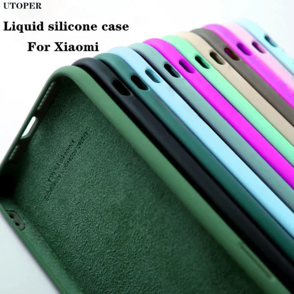 Original Liquid Silicone Phone Case For Xiaomi Redmi Series Soft Thin Cover funda